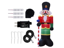 Decoração de Natal Inflável Quebra Nozes 2,4m com Luzes LED para Jardim com S/MARCA