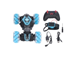 Ats carro de Controle Remoto por Gestos 2.4g com Rotação 360°, Luzes e Música, Veículo Rc de Acrobacias de Duas Faces Azul