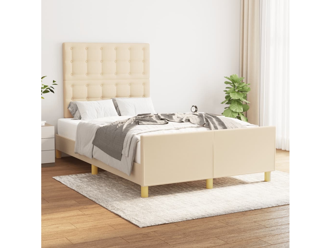 Vidaxl Estrutura De Cama Sem Colchão 120x200 Cm Tecido Cor Creme