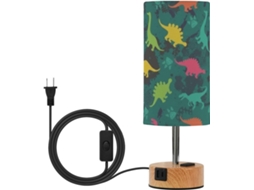 Abajur De Mesa Pequeno E Colorido Em Formato Dinossauro, Com Cúpula De Tecido E Lâmpada Led Inclusa, Ideal Para Quarto