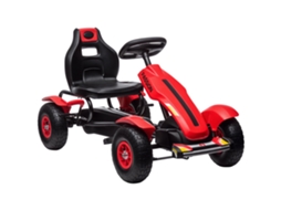 Kart a Pedais para Crianças com Assento Ajustável Pneus de Goma Travão de Mão para Crianças de 5 12 Anos 121x58x61 Cm Vermelho Ge