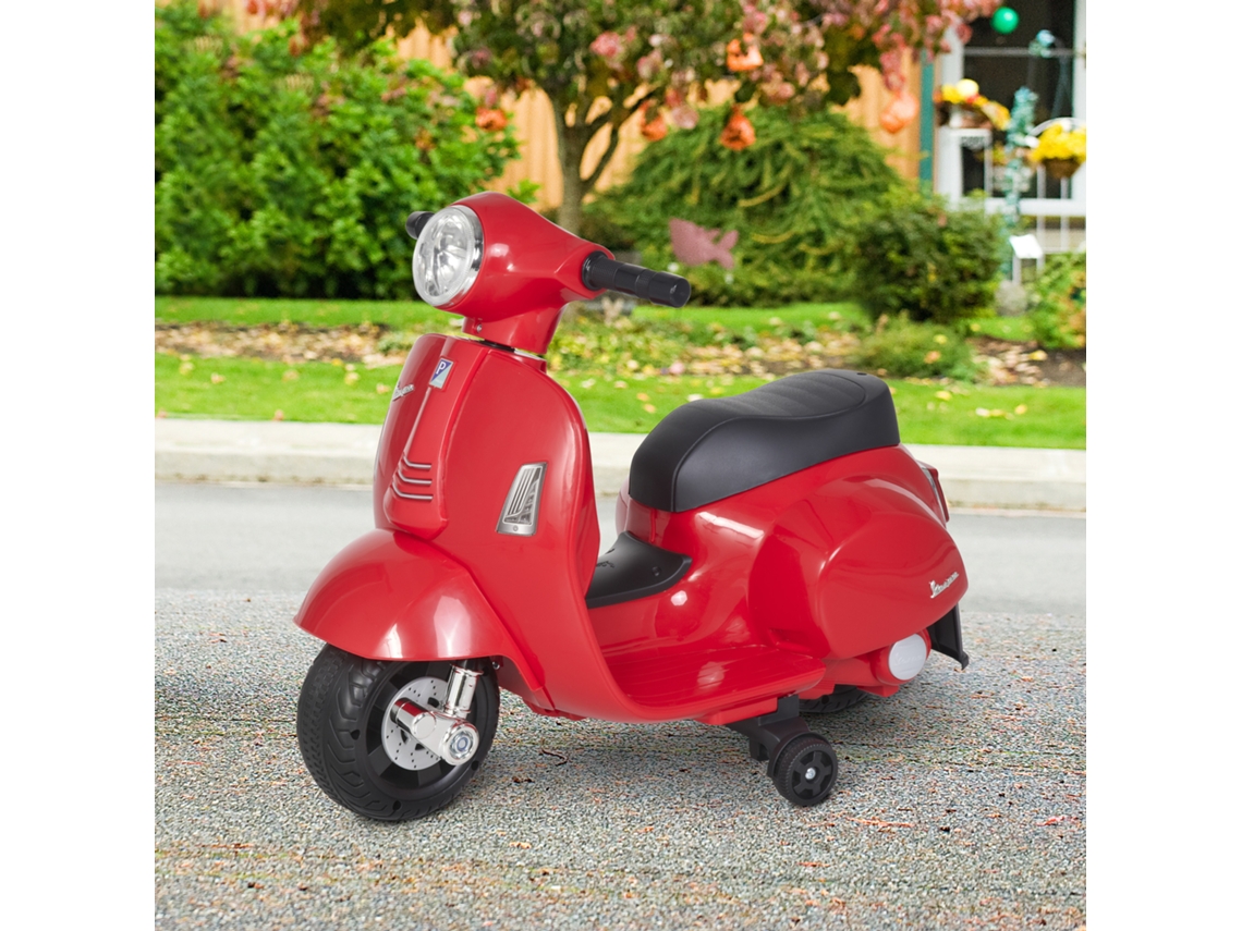 Mota Elétrica para Crianças com Licença Acima de 18 Meses com Faróis Buzina e 4 Rodas Licenciadas 66,5x38x52 Cm Vermelho