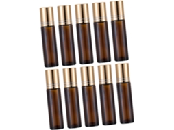 De 10 Frascos Roll-on De Vidro Âmbar Recarregáveis De 10ml Para Óleos Essenciais Portáteis.