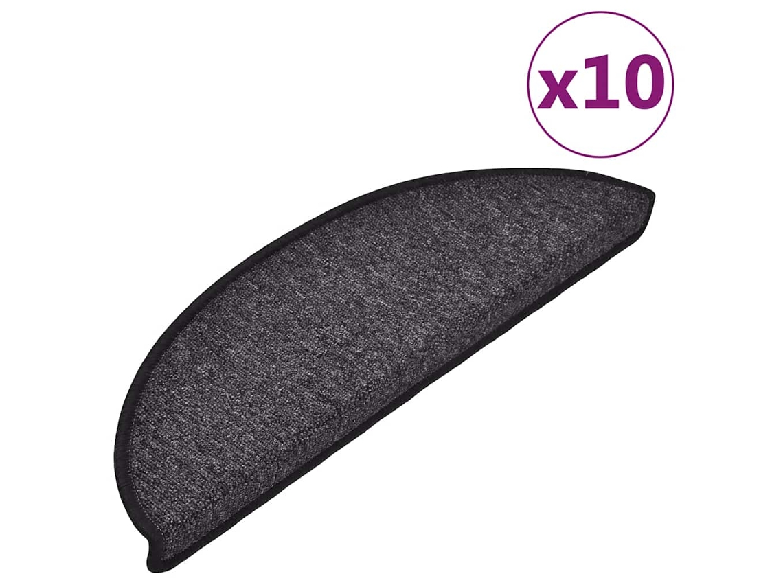 Conjunto de 10 Tapetes de Escada Antracite Semicircular MAISON EXCLUSIVE (56x17x3 cm)