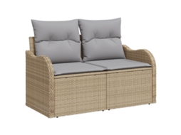 Conjunto 1 Sofá De Jardim Vidaxl Bege Vime Pe (121 X 62 X 69cm)