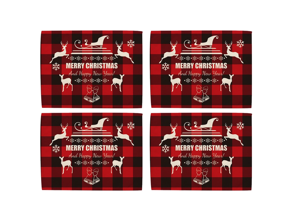 Sousplat Vermelho de Natal Resistente Ao Calor Lavável para Decoração de Mesa NEVEANCE