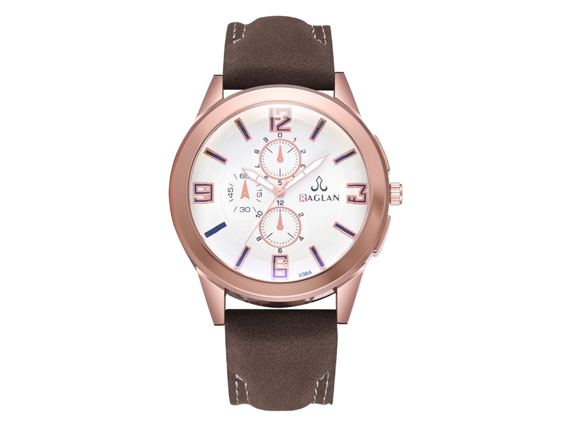Relógio Masculino Casual de Quartzo com Correia de Couro Pu Marrom