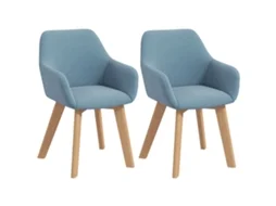 2 Cadeiras Jantar Veludo Assento Acolchoado Azul Claro
