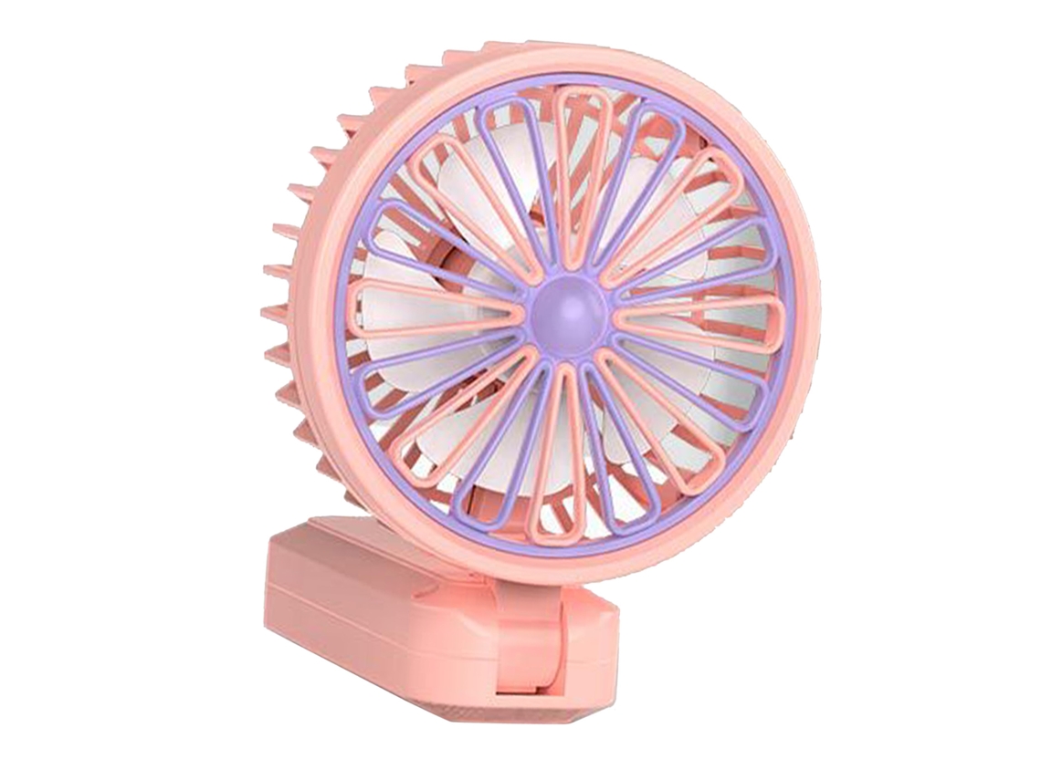 Ventilador de Mão Usb Recarregável 2 Velocidades Rosa