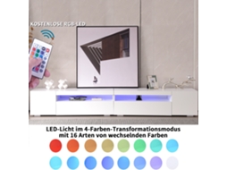 Móvel Para Tv 240 Cm Painel Luminoso Com Iluminação Led Variável, Design Elegante Branco Estilo