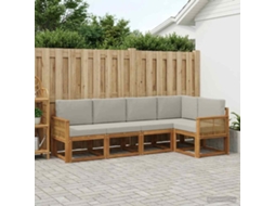 Vidaxl Conjunto De Sofás Para Exterior 5 Pcs Natural E Cinzento-claro