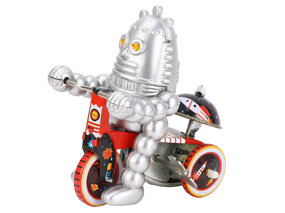 Brinquedo de Enrolar de Metal Retro Robô Sino S/MARCA