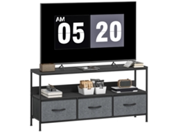 Móvel Para Tv, Com 3 Gavetas E Pés De Aço, Para Televisores De Até 55 Polegadas, 120 X 29 X 56 Cm, Preto.