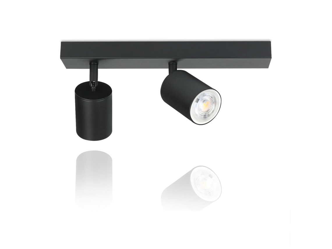 Nettlife 2 Focos Máx. 25 W Gu10 Preto Led Lâmpada De Teto Moderna Para 350 ° Lâmpada De Parede Industrial Giratória Para Sala De Estar, Quarto