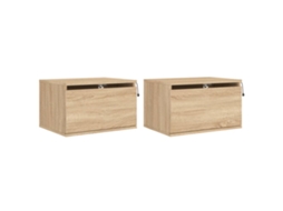 Wall-mounted Bedside Cabinet, Wall-mounted Bedside Cabinets Vidaxl Marrom Madeira Processada (n/a)