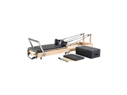 Reformer Pilates Dobrável Em Madeira De Ácer Para Casa, Suporta Até 181kg, Ajustável E Compacto Tekmaquinas