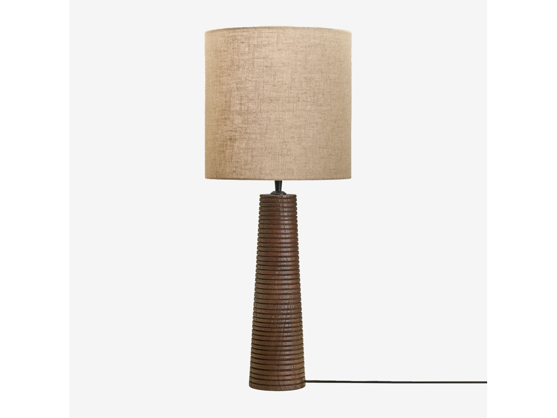 Sklum Candeeiro De Mesa Em Madeira De Manga Malva Linho          ↑40 Cm