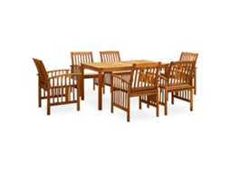 Vidaxl 7 Pcs Conjunto De Jantar P/ Jardim C/ Almofadões Acácia Maciça