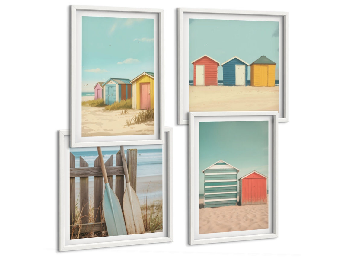 Composição De Quadros Ideias Cítricas Mediterrâneas Espelharte (4 Peças)