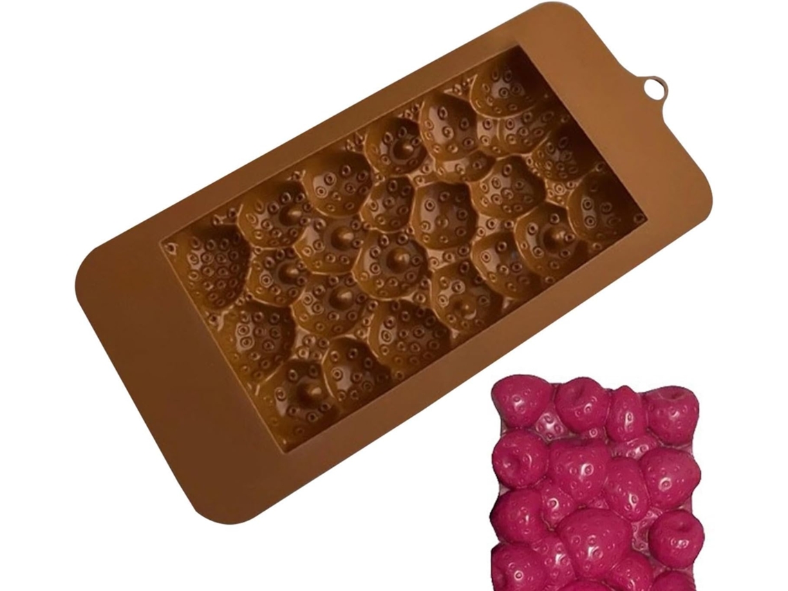 Forma De Silicone Em Formato De Morango Chocolate, Fácil De Desenformar. Morango