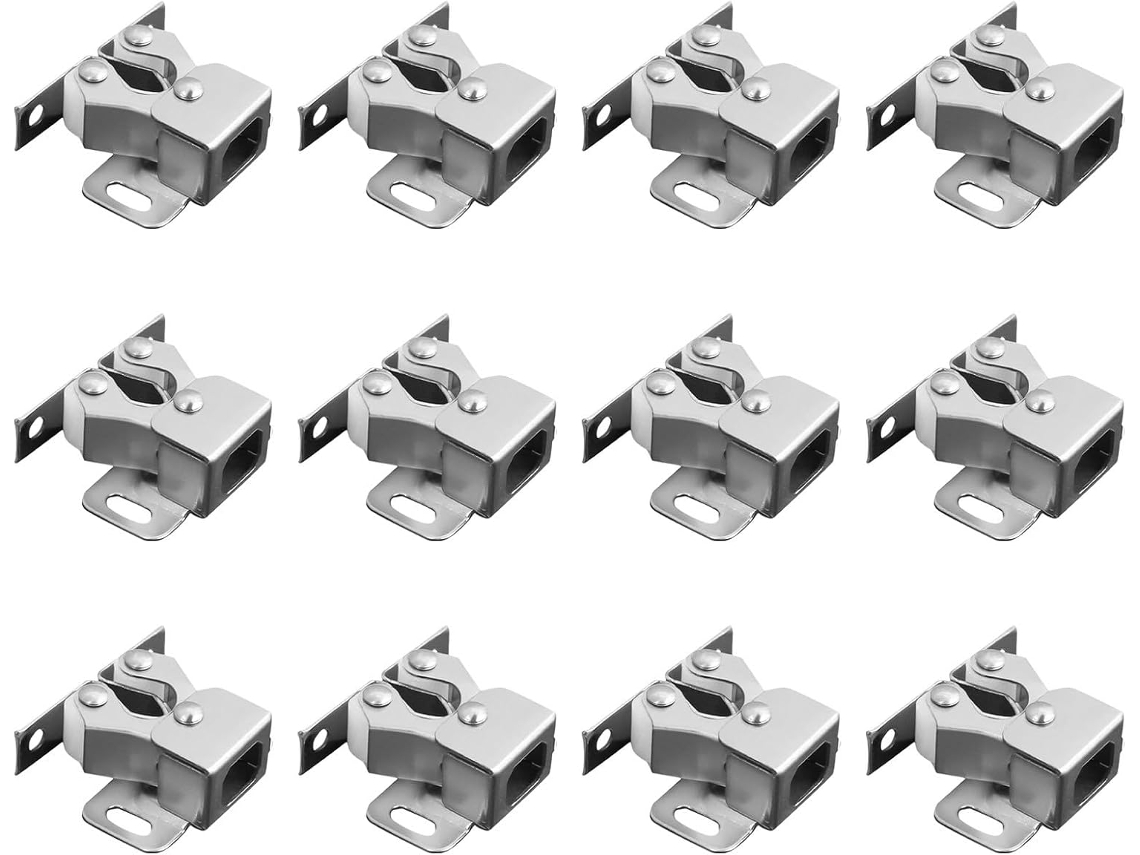 Conjunto De 12-travas Mola Com Roda Dupla E Rodízios Para Portas Armários Mikikit, Zincadas, Para Armários E Guarda