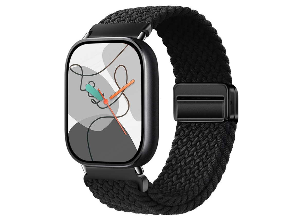 Pulseira magnética de nylon para Xiaomi Mi Band 10 Pro, Huawei Fit 5, Redmi Watch 6-preta, Com