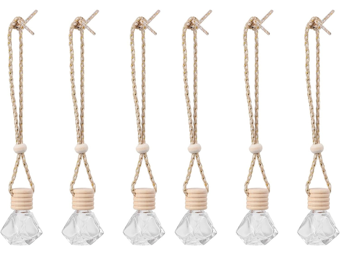 Conjunto De 6 Frascos Vazios Vidro Transparente 8ml Para Difusor Carro Suspenso, Acessórios