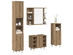 Vidaxl 4 Pcs Móveis De Casa De Banho Deriv. Madeira Carvalho Artisiano