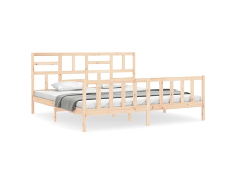 Estrutura de cama Super King Size VIDA XL com cabeceira madeira maciça