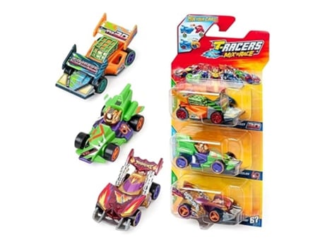 Pacote com 3 carros colecionáveis T Racers Mix N Race, desmontados com peças intercambiáveis, pacote com 12/12 Ptr8v316in00 Magic Boxp24pn