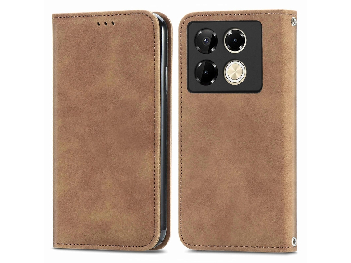 Capa De Celular Flip Magnética Em Couro Sintético Com Toque Retrô Para Infinix Note 40 Pro 4g
