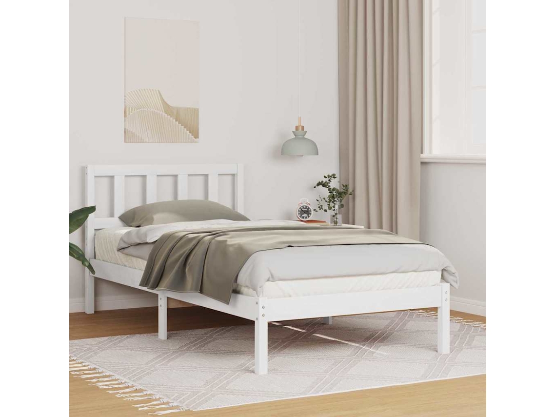 Vidaxl Estrutura Da Cama Branco 75 X 190 Cm Madeira De Pinheiro Sólida