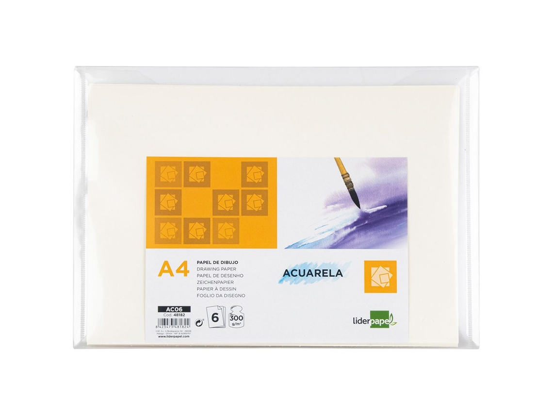 Papel Desenho A4 300G/M2 Pacote 6 Folhas 12 Unid. LIDERPAPEL