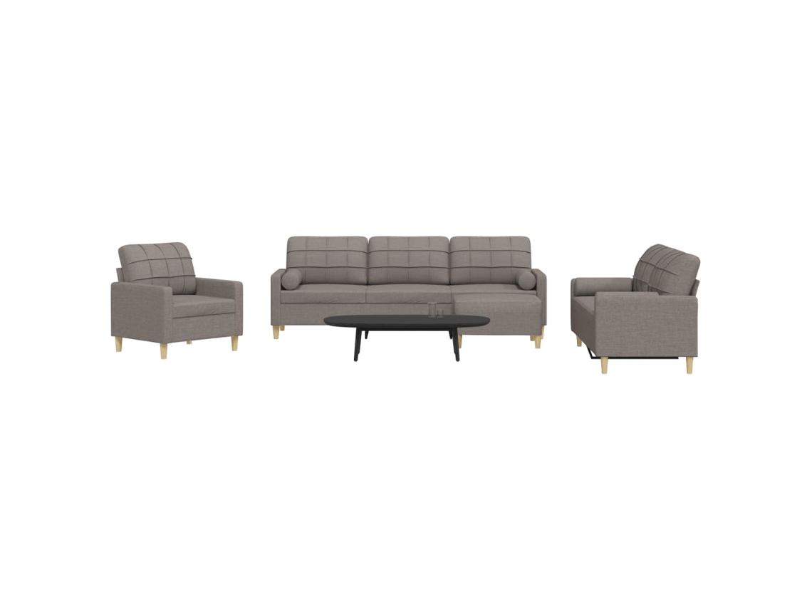 Vidaxl 4 Pcs Conjunto De Sofás C/ Almofadas/apoio Pés Tecido