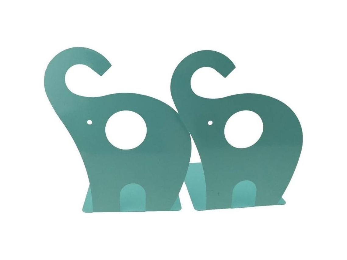 Porta Libros De Metal Antideslizante Con Diseño De Elefante Lindo Color Verde Azulado Para Escritorio