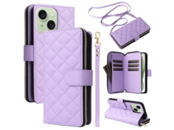 Capa Para Iphone 14 Plus Pele Sintética Anti-choque Roxo