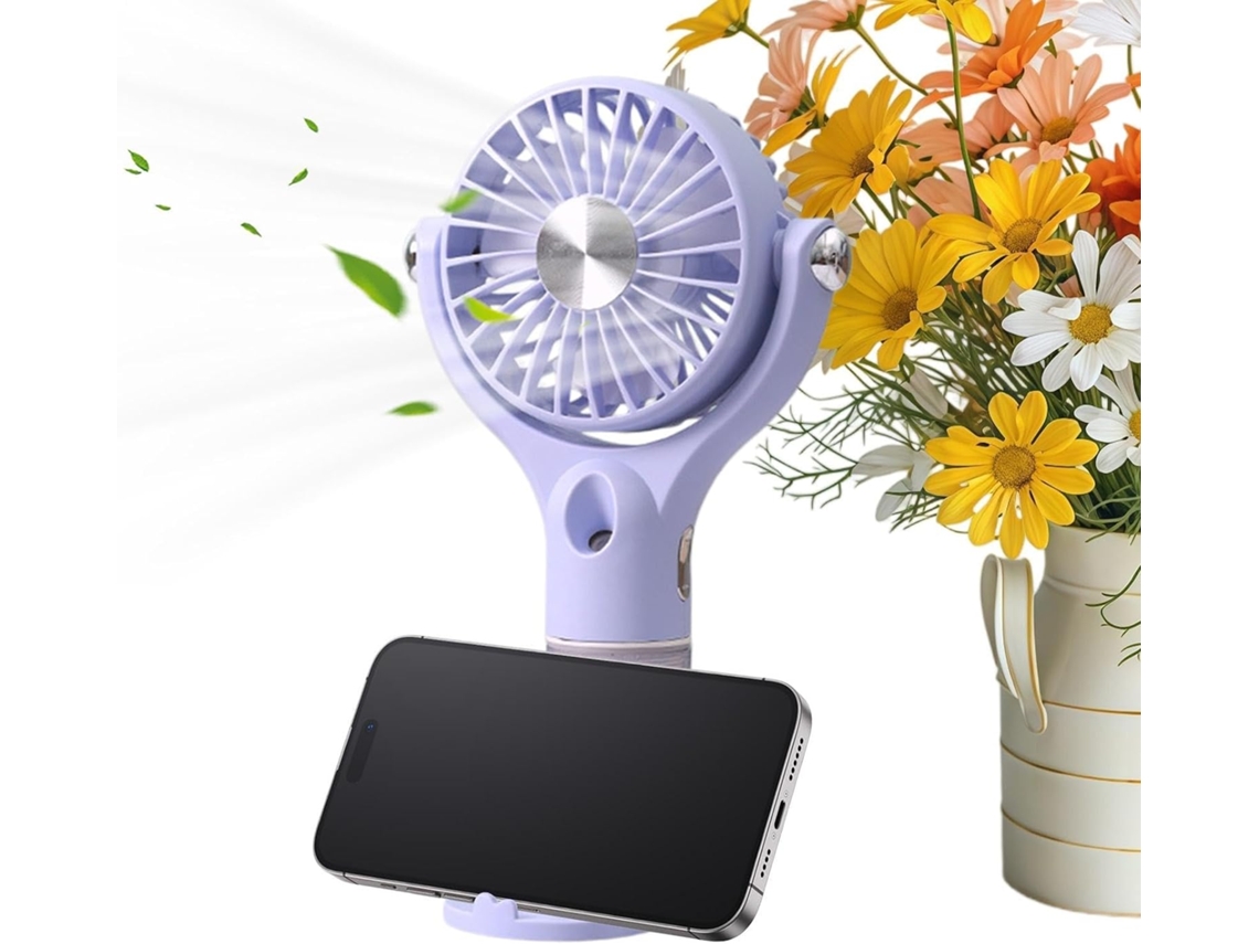 Ventilador De Mesa Pequeno - Recarregável Com 5 Configurações Vento