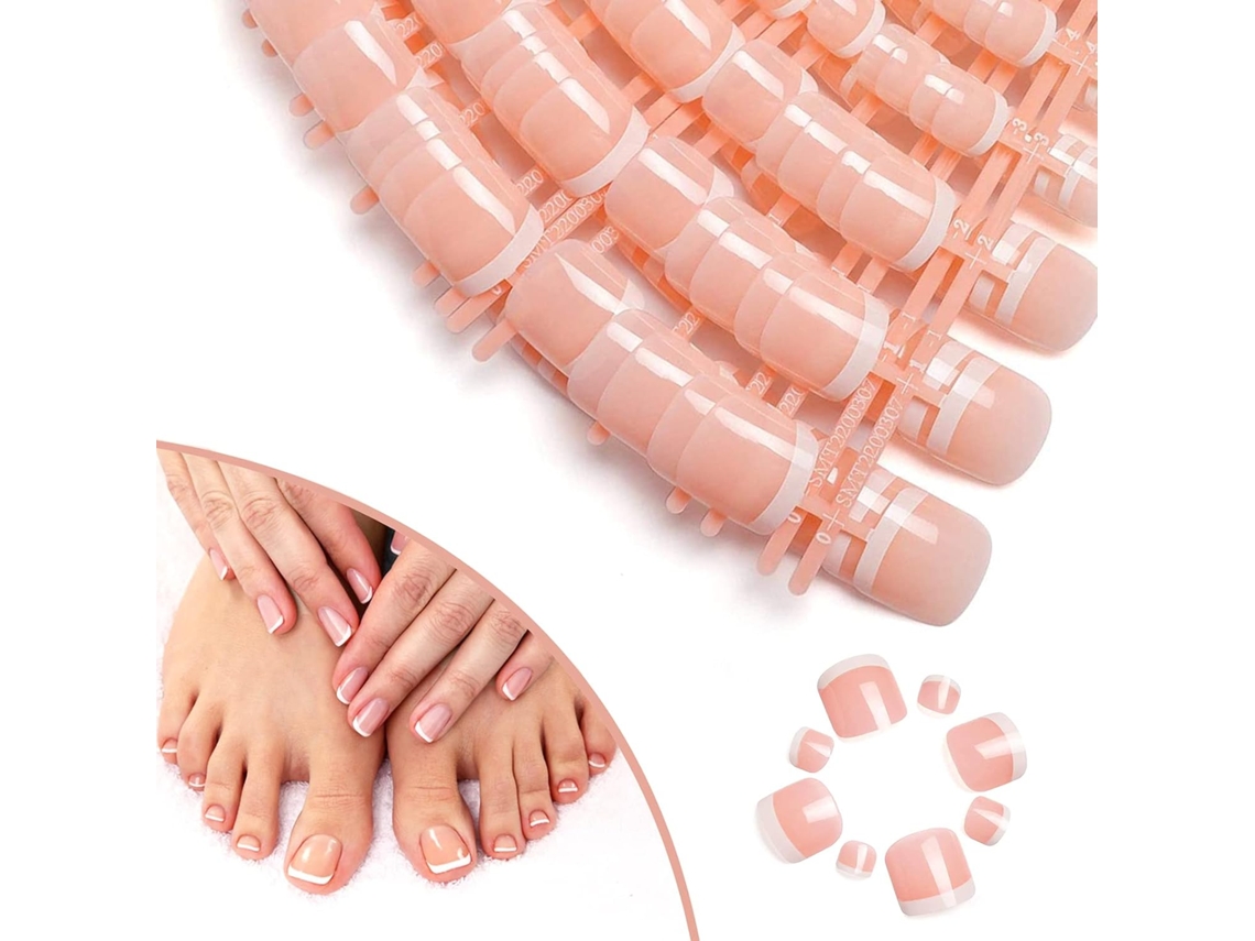 24 Peças de Unhas Falsas para Os Pés Completas Naturais. NEVEANCE