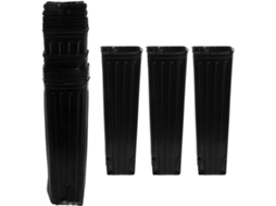 Macetas de plástico negro oscuro para vivero, 80 piezas, macetas rectangulares de cultivo de 10 x 30 cm, con D