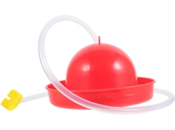 Comedouro De Plástico Vermelho Para Galinhas, Estável E Fácil De Usar.