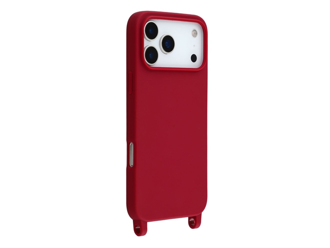 Capa Para Iphone 17 Pro Em Tpu Com Furo Para Alça - Vermelho Escuro