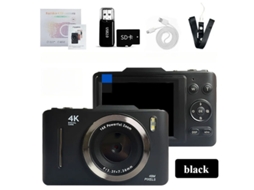 Câmera compacta portátil Yizhood 4K HD, câmera digital, zoom de 16x, 64g, tecido, 28 polegadas, preta