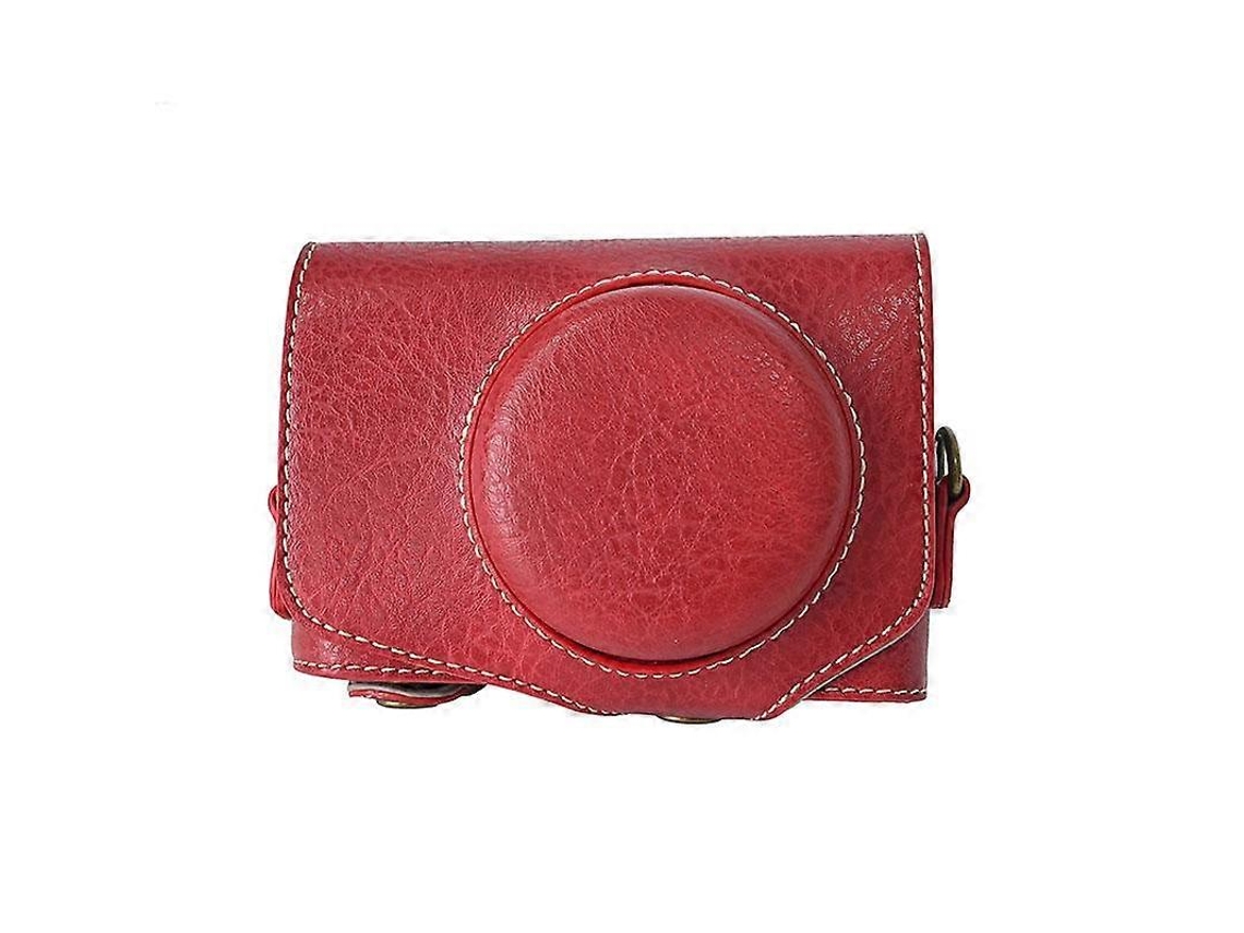 Bolsa Para Câmera Canon Powershot Sx740 Hs Em Couro Com Textura De Lichia Retrô, Com Alça.