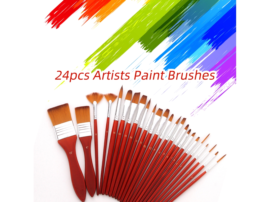 Conjunto de 24 pincéis de arte nylon para pintura com bolsa de lona | S/MARCA