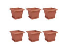 Conjunto 6 Vasos De Plantas Modernos Vidaxl Vermelho Plástico (20 X 20 X 16 Cm)