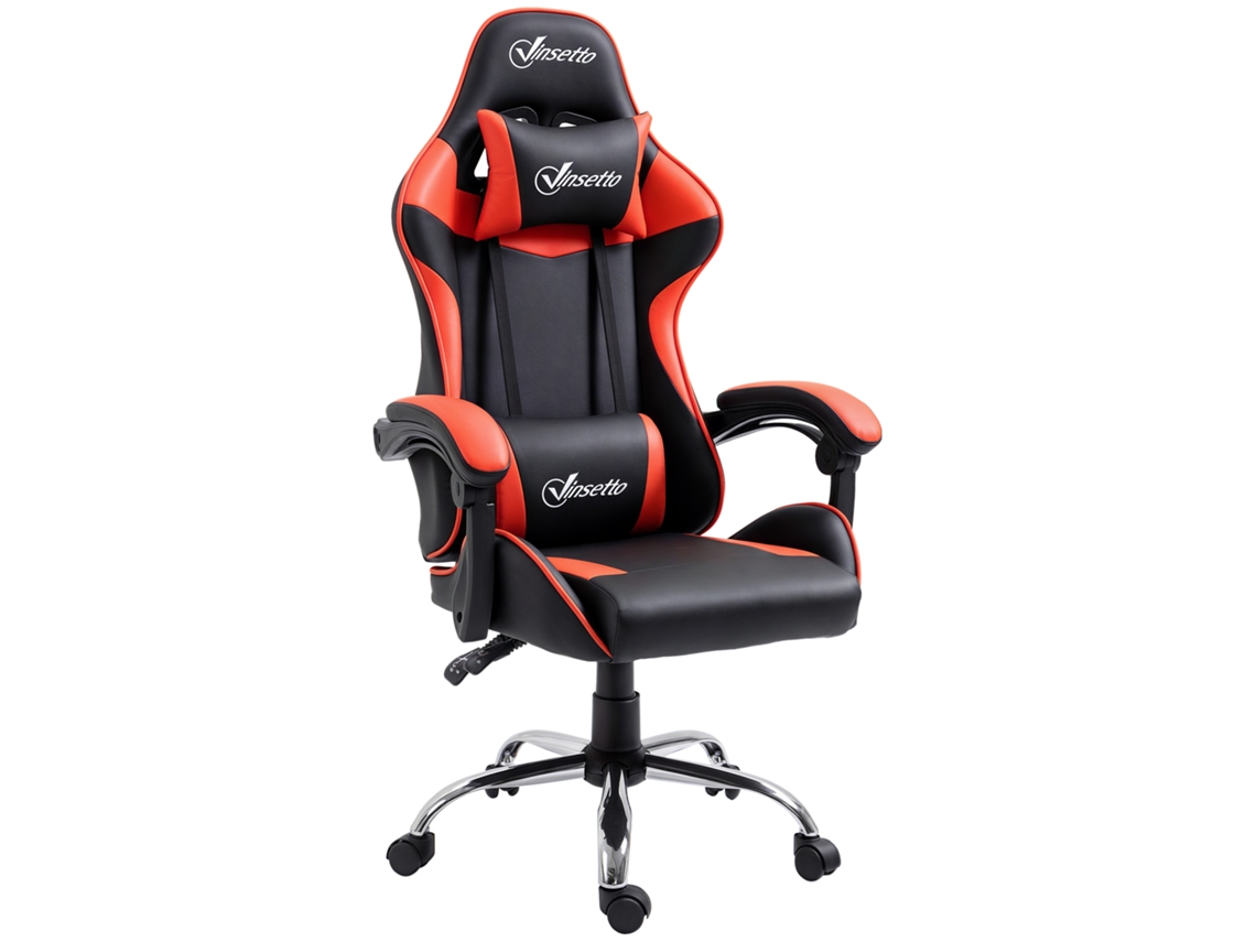 Cadeira Gaming Reclinável Com Almofada Lombar Vermelho Preto