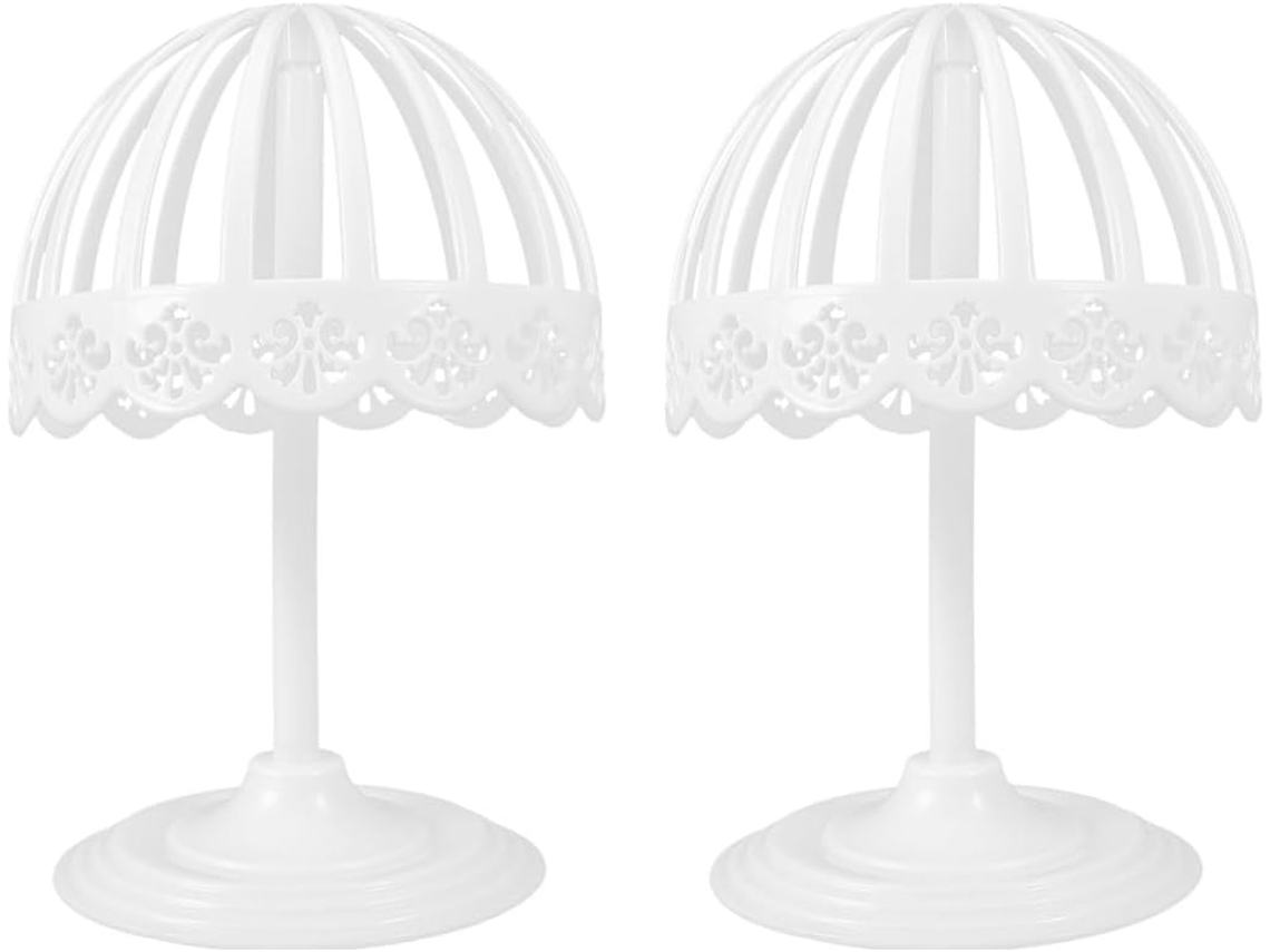 Suporte Chapéus Branco Resistente Elegante 2 Peças Feito Pe Formato Cabeça Vazada Realista Bonés Filho Casa GOKOCO