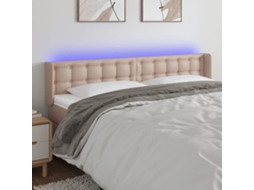 Vidaxl Cabeceira Cama Led Couro Artificial 183x16x78/88 Cm Cappuccino