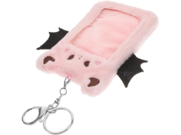 Porta Crachá Protetor Alasum Com Design De Pelúcia Rosa, Clipe Crachá E Chaveiro, Ideal Estudantes E