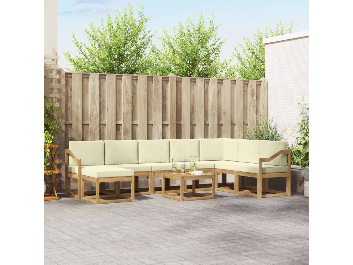 Vidaxl Conjunto De Sofás Para Exterior 9 Unid. Branco E Creme
